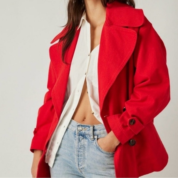 Free People Jackets & Blazers - Free People Highlands Solid Peacoat